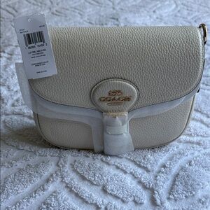 Brand New Amelia Saddle Coach Cream Crossbody Bag